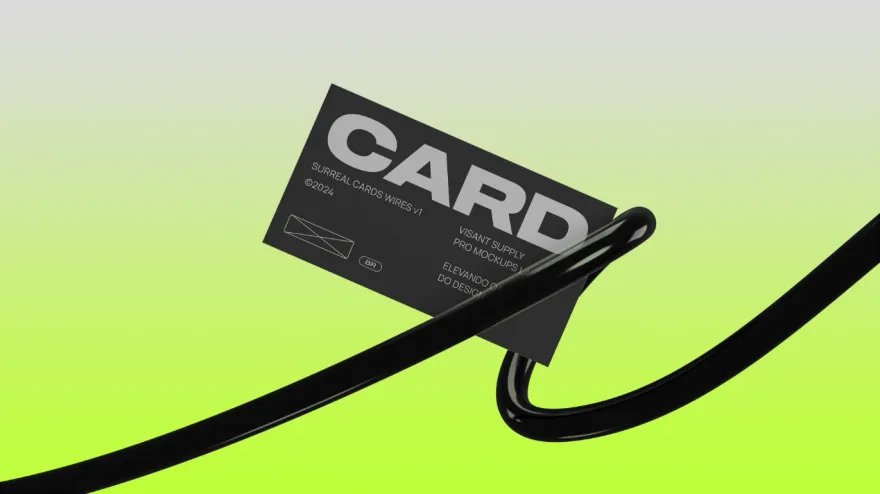 Cartão de visita preto sobre fundo verde limão
