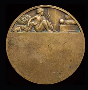 Medalha de bronze antiga com relevo