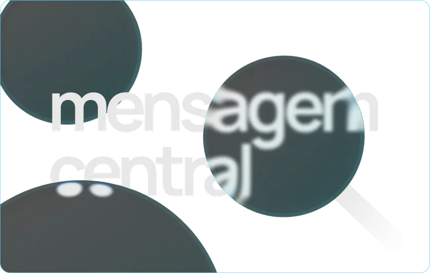 Página do e-book: uma lupa passando sobre as palavras mensagem central