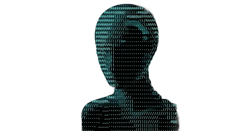 Página do e-book: retrato de uma persona composto em ASCII